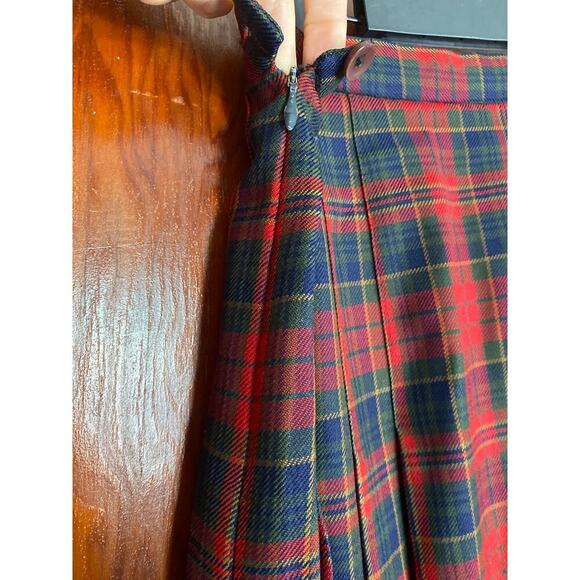VTG Pendleton Red Navy Pleated Plaid Skirt 8 Wool - Picture 3 of 6